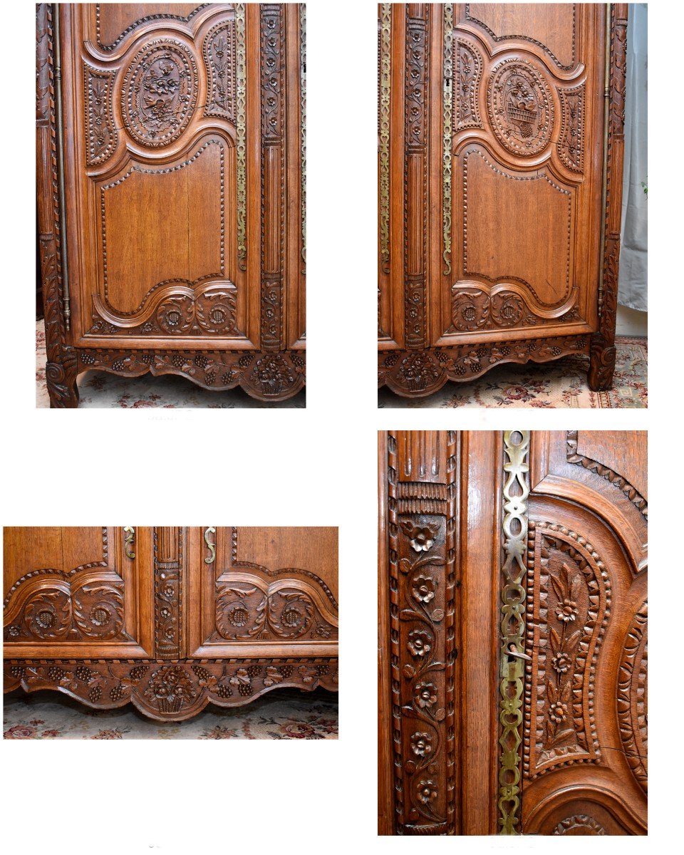 Armoire De Mariage Normande En Ch&ecirc;ne Et Ch&ecirc;ne Maill&eacute;, Basse Normandie, R&eacute;gion de Vire, D&eacute;but XIX &egrave;me-photo-5