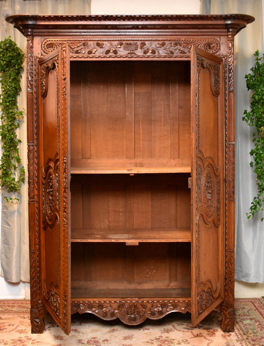 Armoire De Mariage Normande En Ch&ecirc;ne Et Ch&ecirc;ne Maill&eacute;, Basse Normandie, R&eacute;gion de Vire, D&eacute;but XIX &egrave;me-photo-8