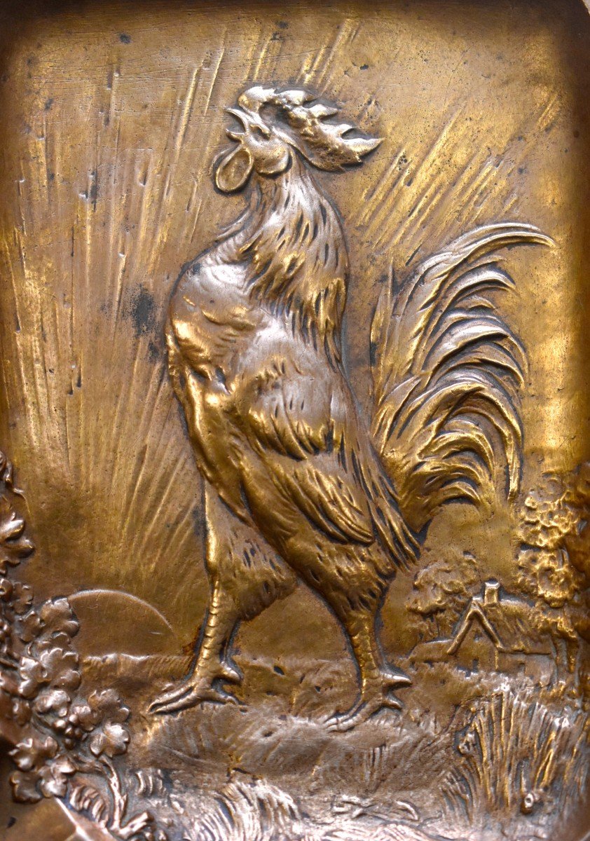 Cendrier  Au Coq Sign&eacute; Paillet , Bronze Animalier,  Coq au Lever du Jour, Cendrier En Bronze-photo-2