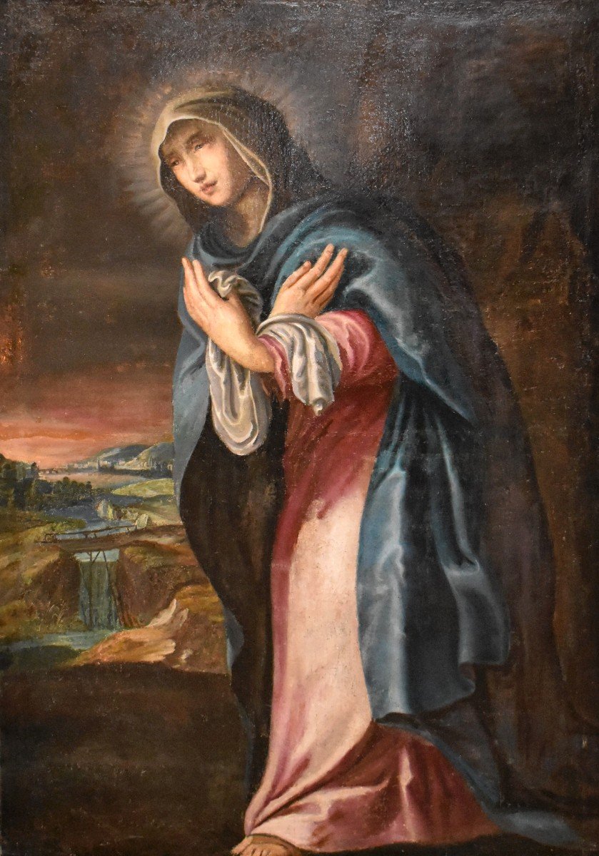 Marie-Madeleine Pleurant La Mort Du Christ, Grande Huile Sur Toile( hauteur 1m32 ) , Epoque XVIII ème-photo-2
