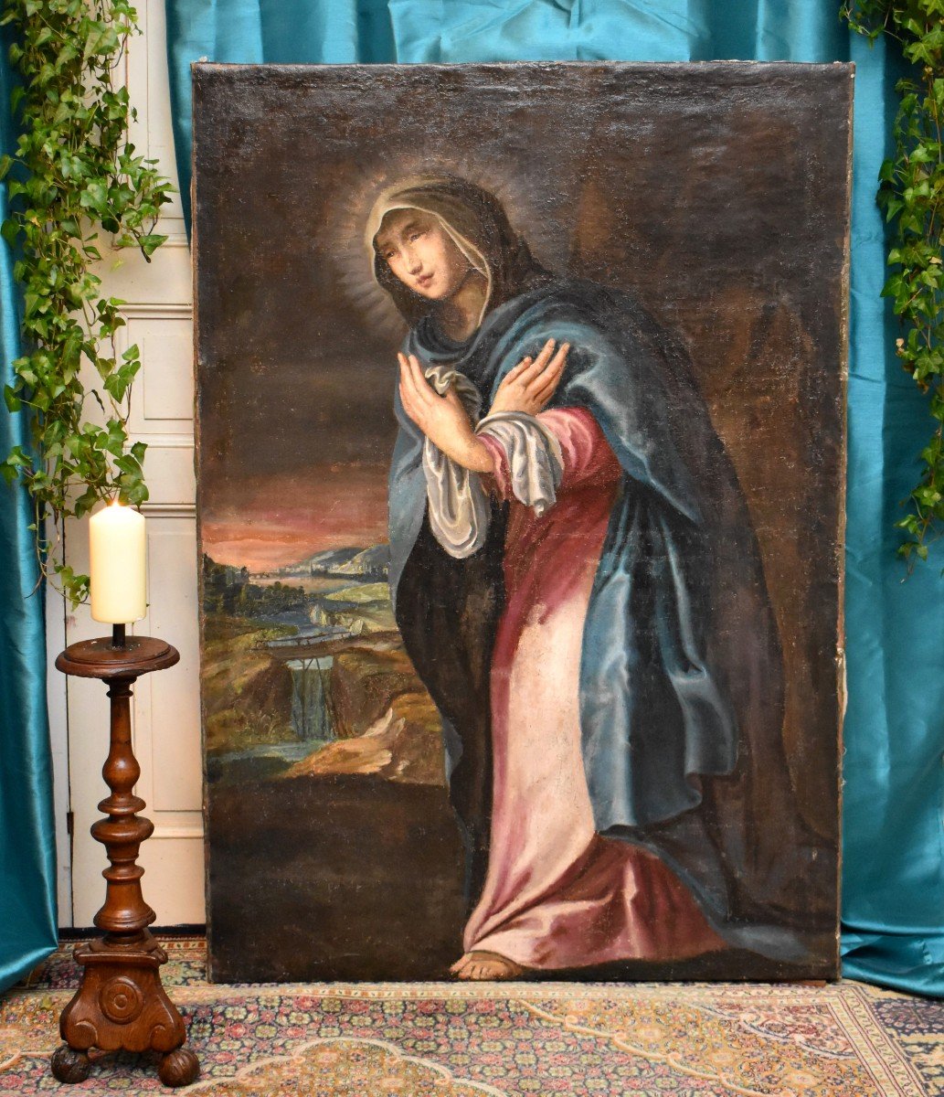 Marie-Madeleine Pleurant La Mort Du Christ, Grande Huile Sur Toile( hauteur 1m32 ) , Epoque XVIII ème