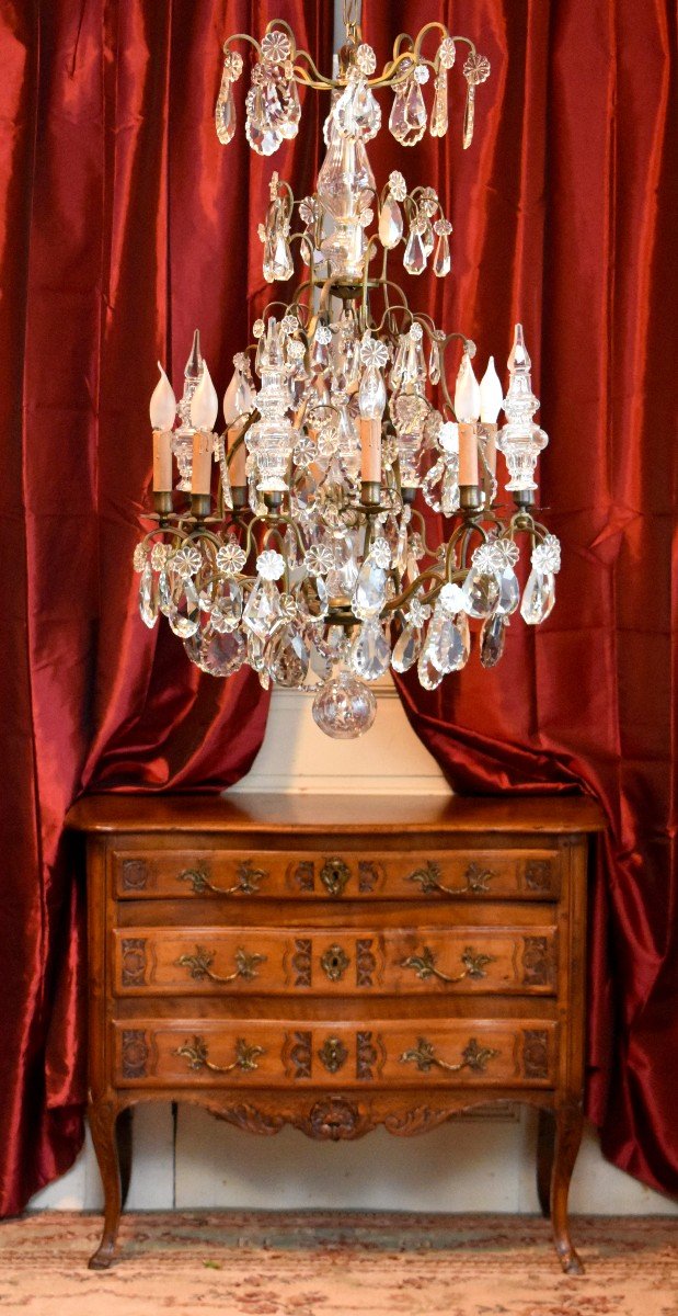 Dagger Cage Chandelier, Bronze And Crystal, Eight Lights, Napoleon III Period, XIX-photo-2
