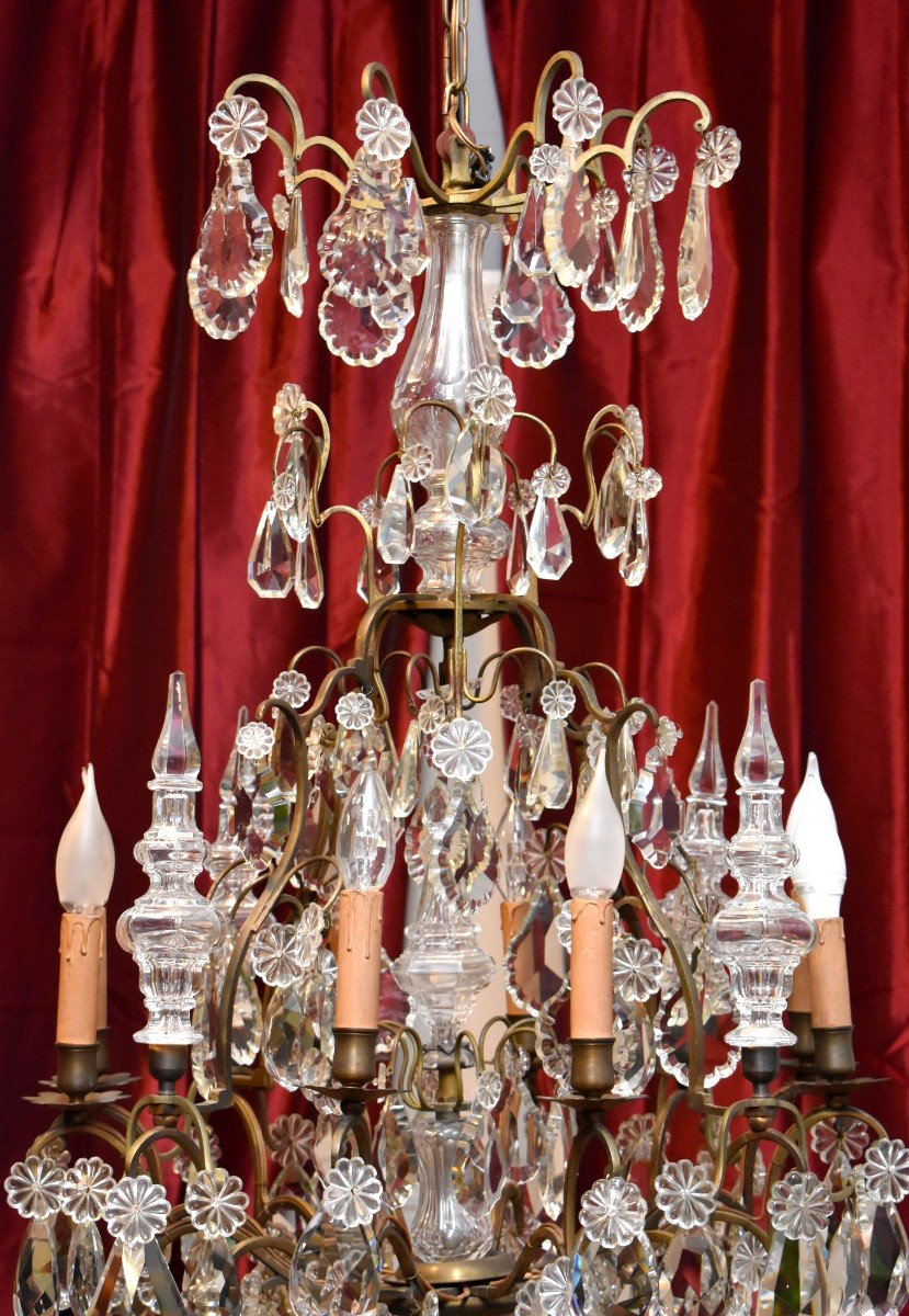 Dagger Cage Chandelier, Bronze And Crystal, Eight Lights, Napoleon III Period, XIX-photo-4