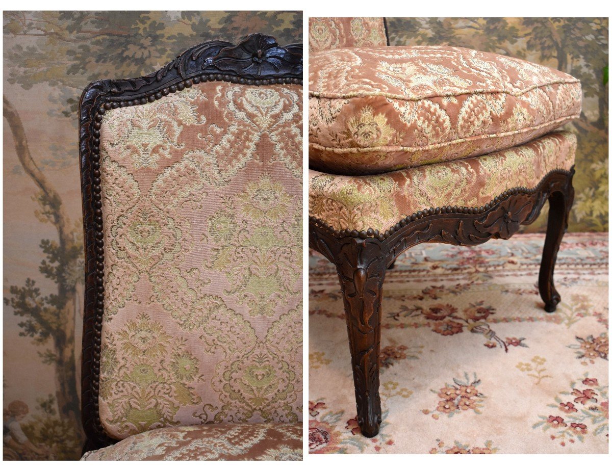 Paire De Chaises Dites " à La Reine" d'Epoque Louis XV,  Vers 1730-1740 , Epoque XVIII Eme,  Chaises à Haut Dossier-photo-3