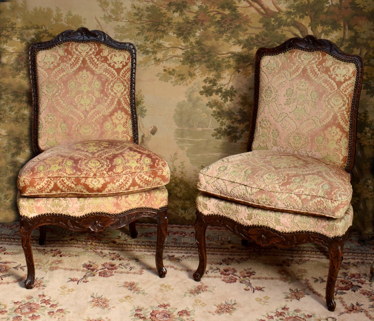 Paire De Chaises Dites " à La Reine" d'Epoque Louis XV,  Vers 1730-1740 , Epoque XVIII Eme,  Chaises à Haut Dossier-photo-8