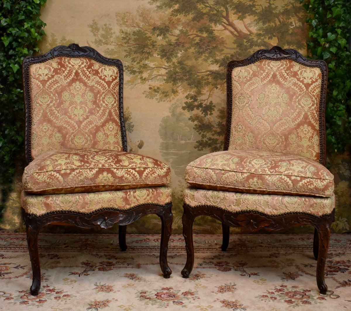 Paire De Chaises Dites " à La Reine" d'Epoque Louis XV,  Vers 1730-1740 , Epoque XVIII Eme,  Chaises à Haut Dossier