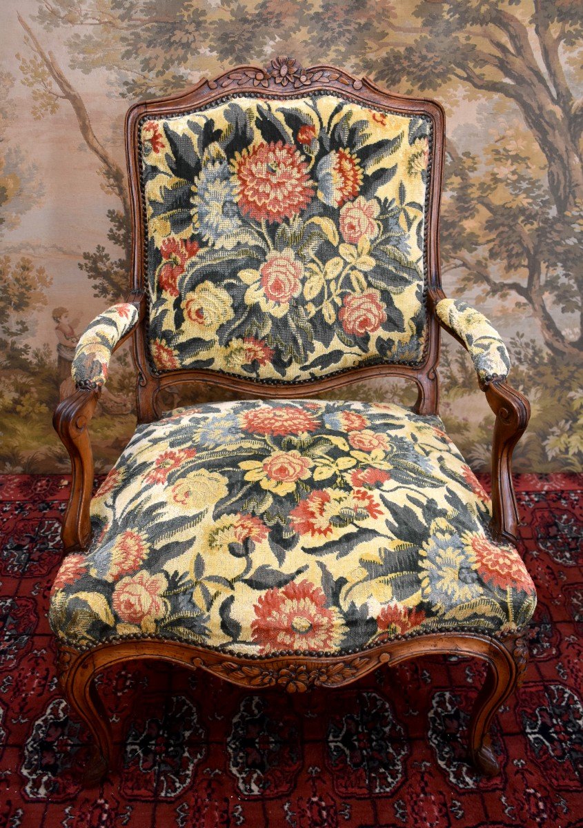 Large Fauteuil à la Reine De Style Louis XV,  Siège Dossier à La Reine, Epoque XIX Eme-photo-2