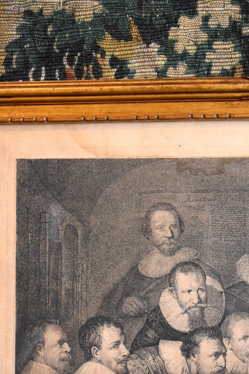Gravure d'Après Rembrandt, La Leçon d'Anatomie Du Docteur Tulp, Gravure Encadrée, XIX eme-photo-4
