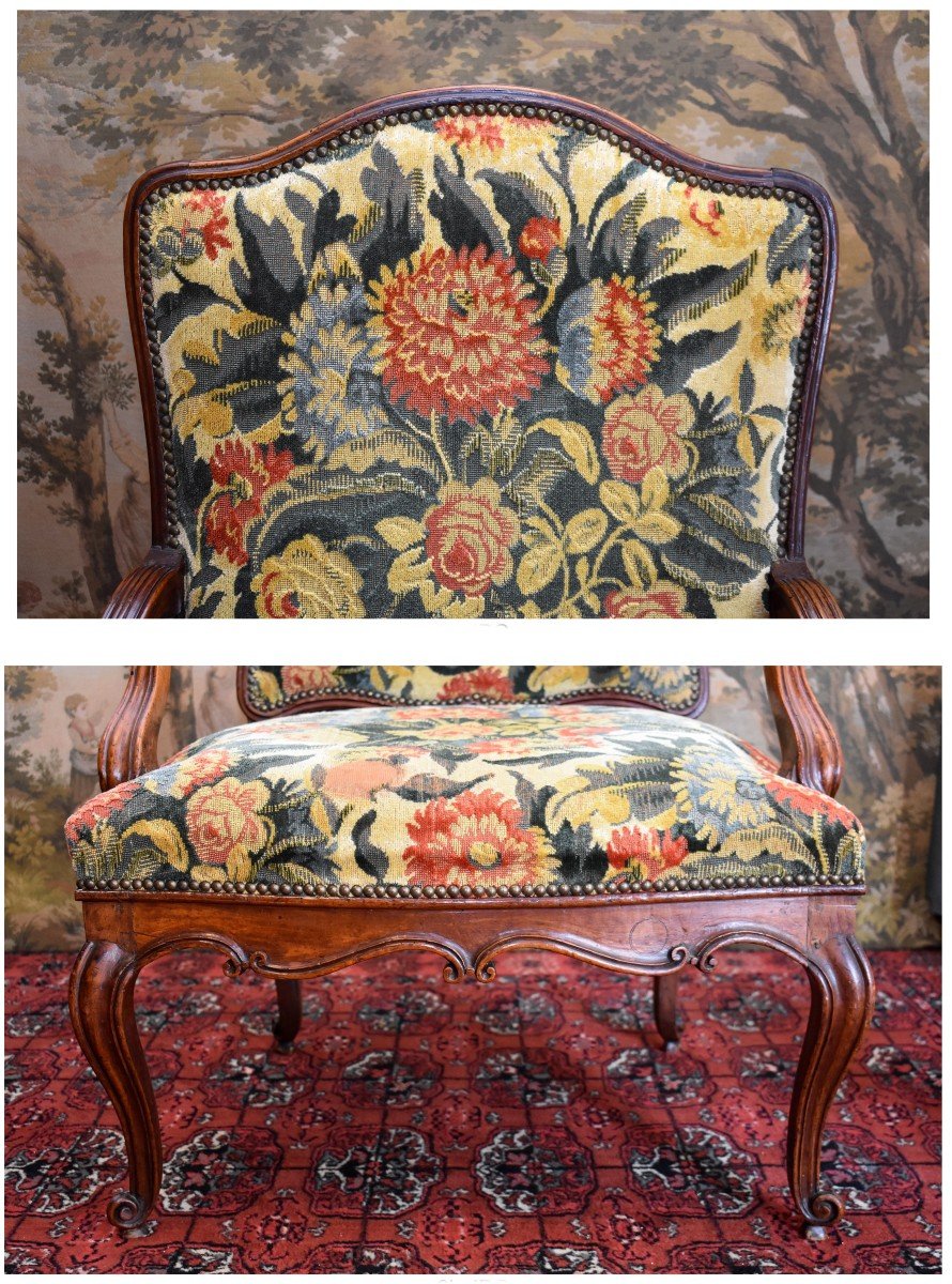 Large Fauteuil à Haut Dossier De Style Régence, Epoque Fin XVIII Eme / Début XIX Eme-photo-2