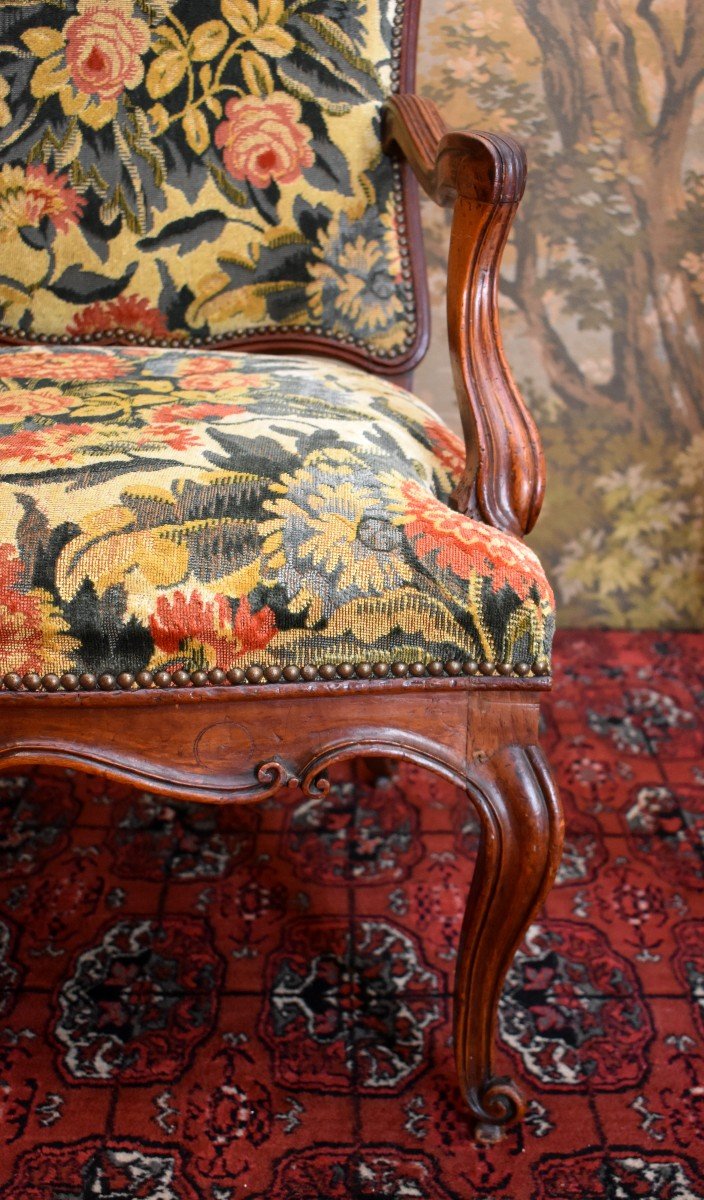 Large Fauteuil à Haut Dossier De Style Régence, Epoque Fin XVIII Eme / Début XIX Eme-photo-4