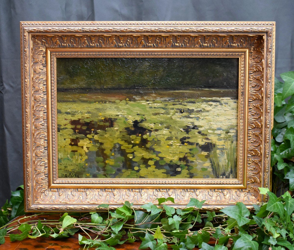 Alexandre Mathurin Pêche (1872-1957), Banks Of The Seine River , Oil On Framed Panel-photo-3