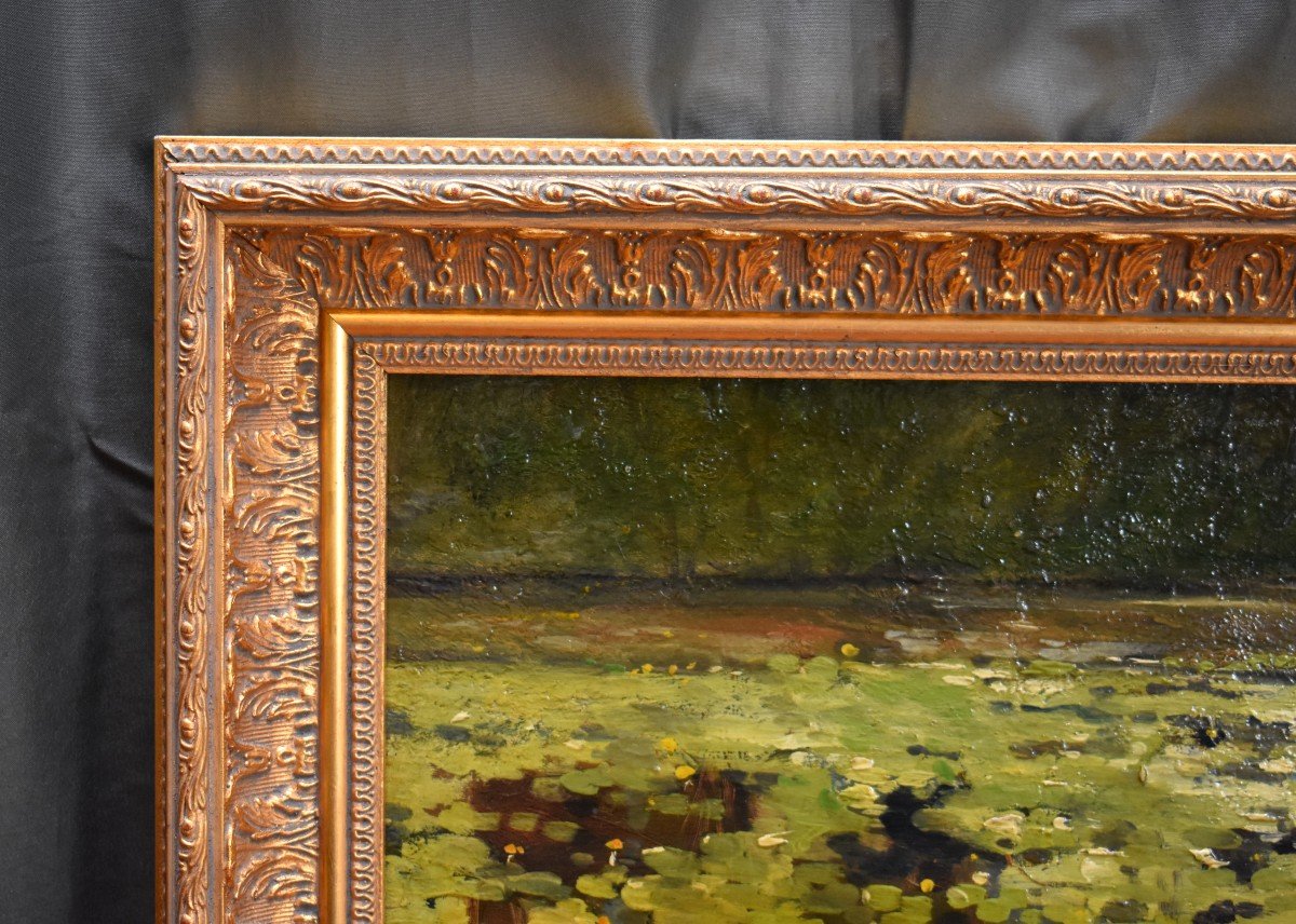 Alexandre Mathurin Pêche (1872-1957), Banks Of The Seine River , Oil On Framed Panel-photo-3