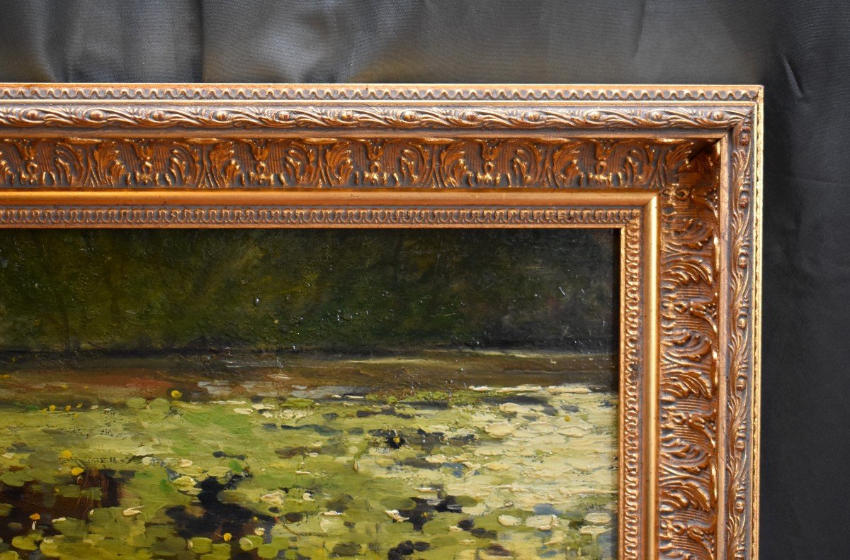 Alexandre Mathurin Pêche (1872-1957), Banks Of The Seine River , Oil On Framed Panel-photo-4