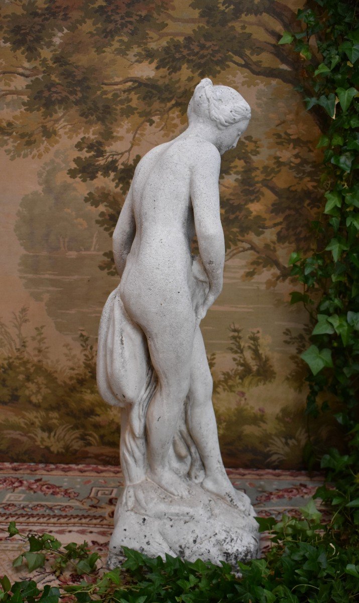 Diane Au Bain, Statue De Jardin En Pierre Reconstituée  D 'après Etienne Maurice Falconet ( 1716-1791) , Epoque  XX ème-photo-3