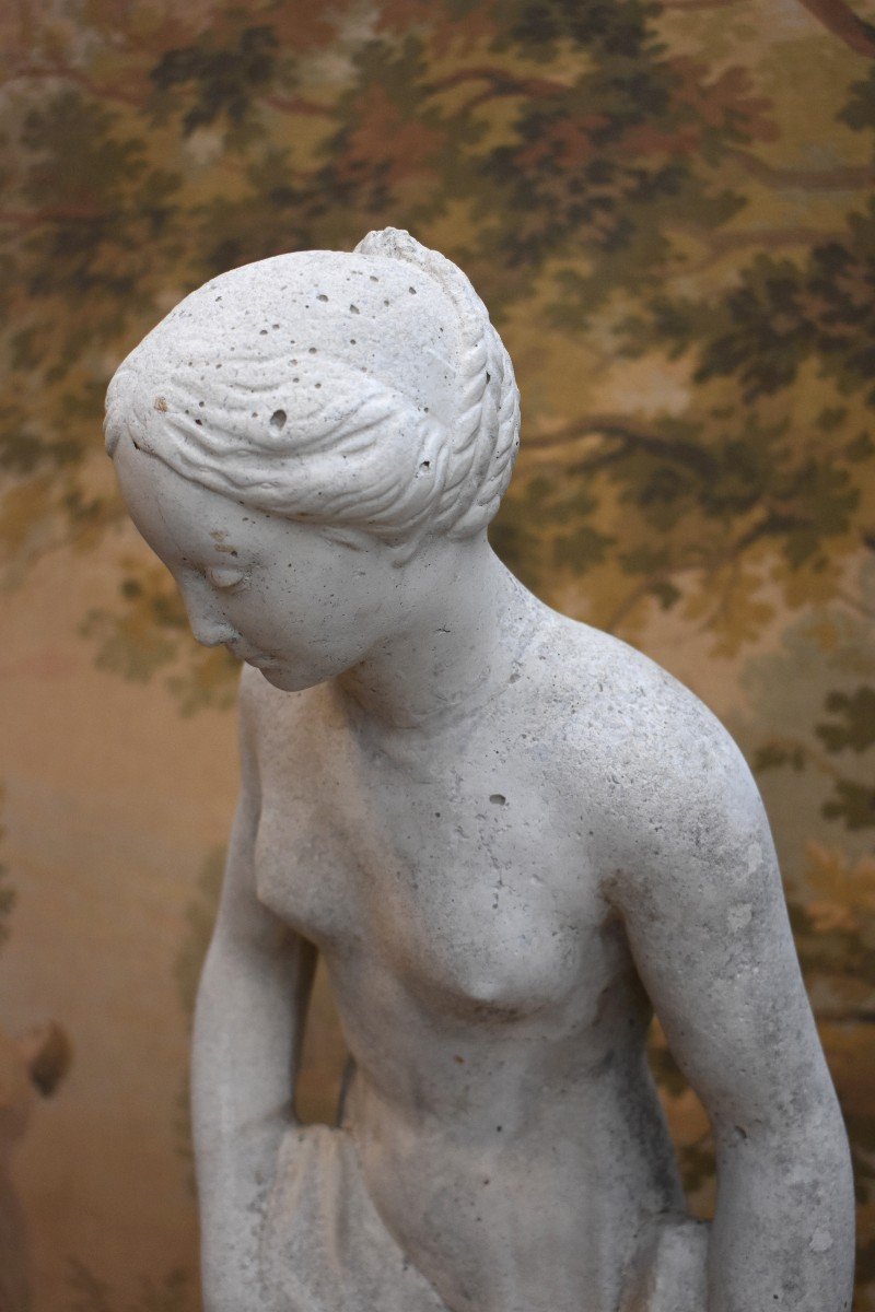 Diane Au Bain, Statue De Jardin En Pierre Reconstituée  D 'après Etienne Maurice Falconet ( 1716-1791) , Epoque  XX ème-photo-7