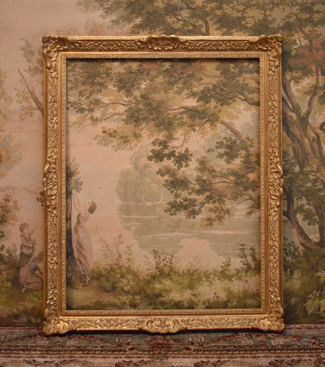 Very Large Rectangular Frame In Regency / Louis XV Style, Carved And Gilded Wood, Mid 20th Century-photo-3