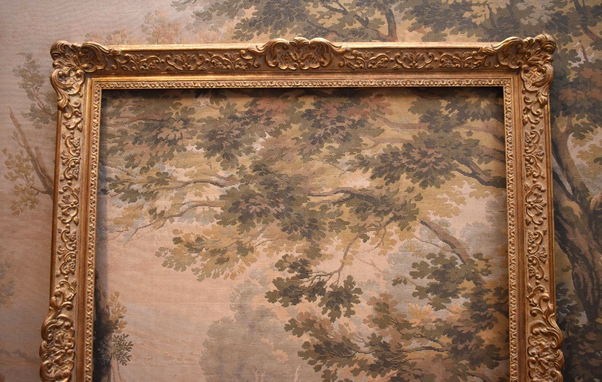 Très Grand Cadre Rectangulaire De Style Régence / Louis XV , Bois Sculpté et  Doré / Laqué Or, Epoque Milieu XX eme-photo-1