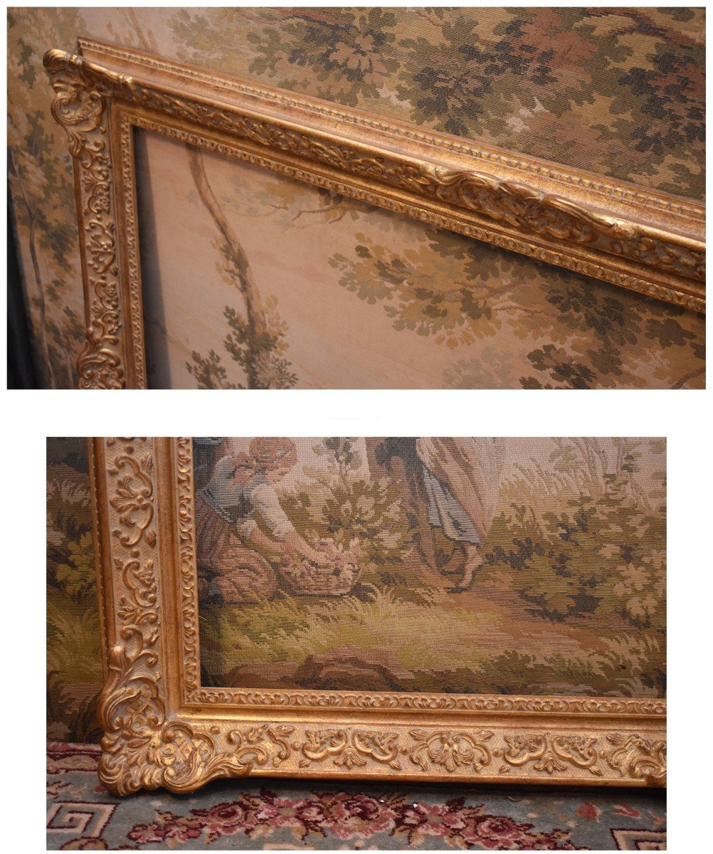 Very Large Rectangular Frame In Regency / Louis XV Style, Carved And Gilded Wood, Mid 20th Century-photo-5