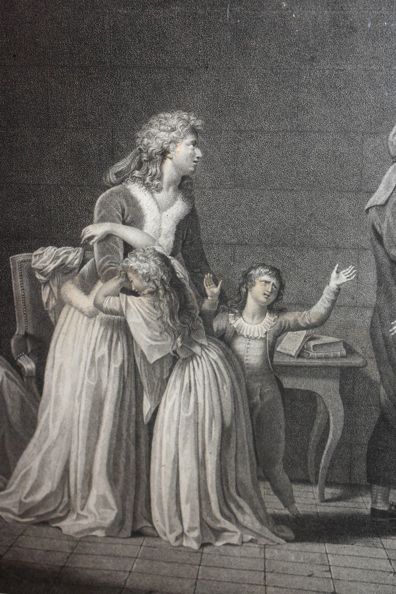 S&eacute;paration De Louis XVI Et De Sa Famille &agrave; La Tour Du Temple,  Gravure Encadr&eacute;e Sous Verre , D&eacute;but XIX &egrave;me-photo-4