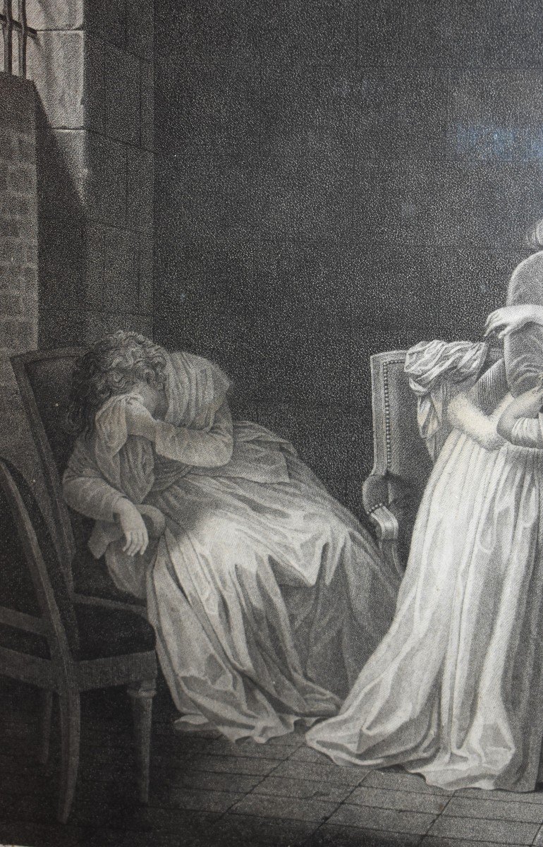 S&eacute;paration De Louis XVI Et De Sa Famille &agrave; La Tour Du Temple,  Gravure Encadr&eacute;e Sous Verre , D&eacute;but XIX &egrave;me-photo-1
