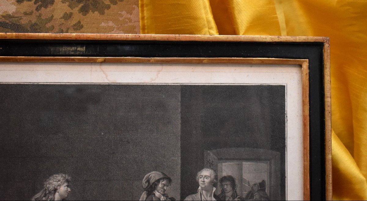 S&eacute;paration De Louis XVI Et De Sa Famille &agrave; La Tour Du Temple,  Gravure Encadr&eacute;e Sous Verre , D&eacute;but XIX &egrave;me-photo-4