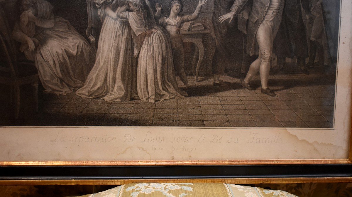 S&eacute;paration De Louis XVI Et De Sa Famille &agrave; La Tour Du Temple,  Gravure Encadr&eacute;e Sous Verre , D&eacute;but XIX &egrave;me-photo-6