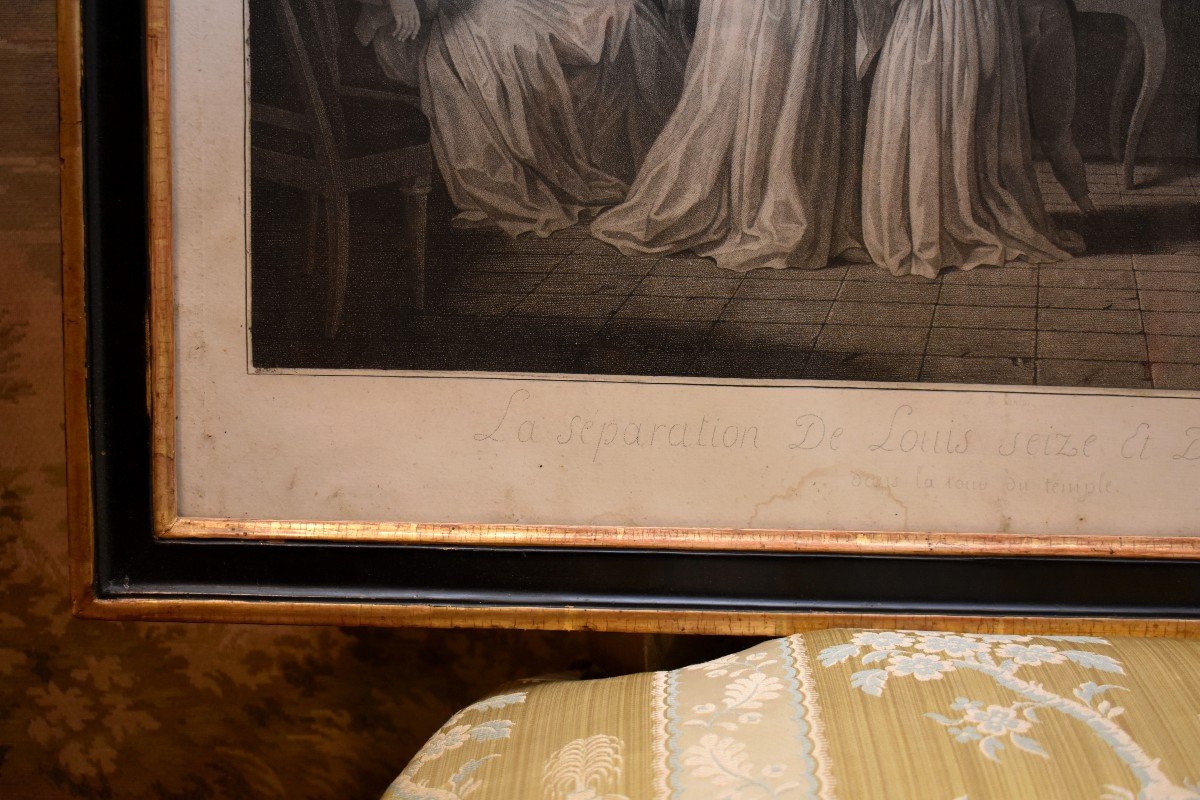 S&eacute;paration De Louis XVI Et De Sa Famille &agrave; La Tour Du Temple,  Gravure Encadr&eacute;e Sous Verre , D&eacute;but XIX &egrave;me-photo-7