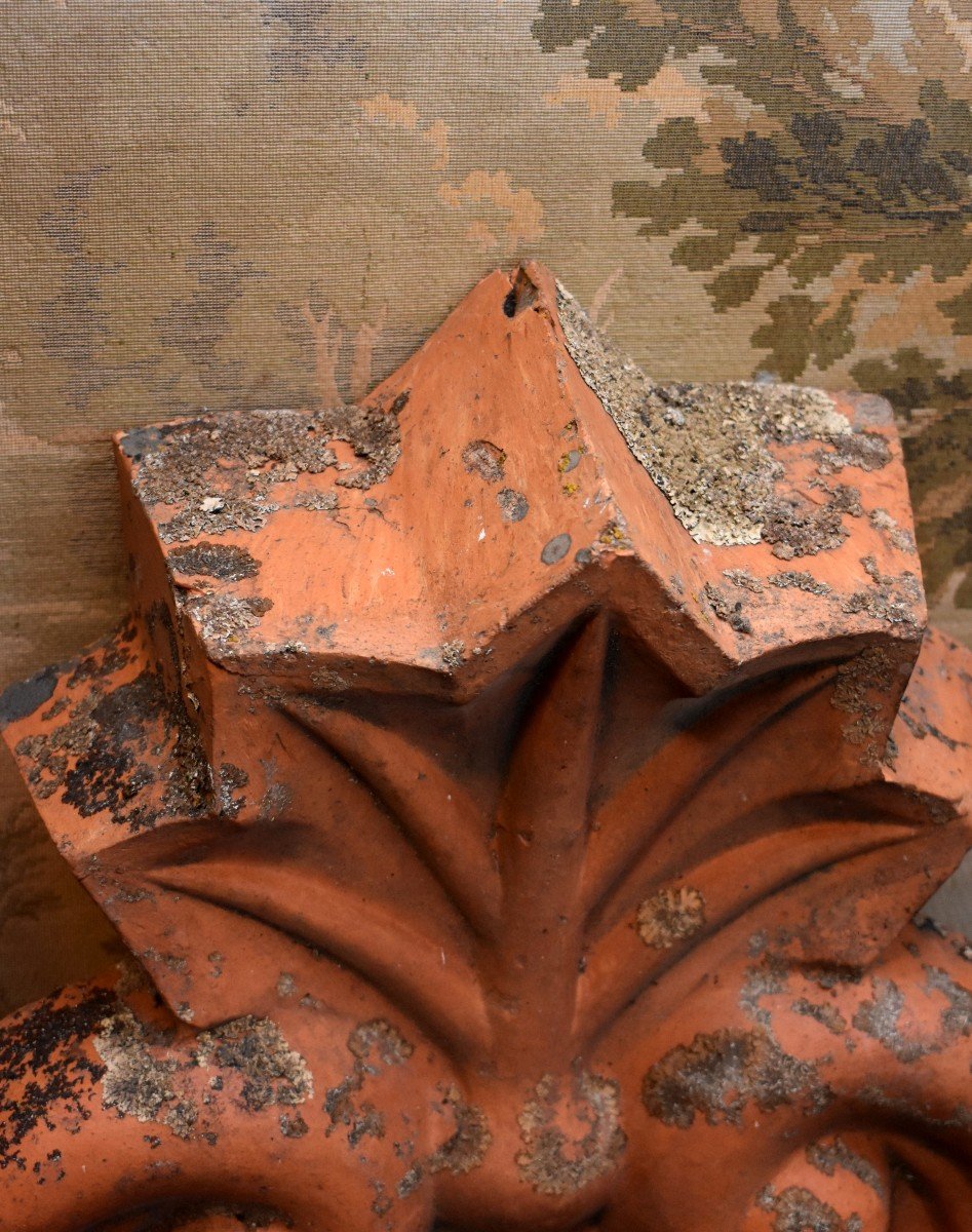  Terracotta Pediment, Top Of Entrance Door, Immaculate Monogrammed Heart, 19th Century-photo-4