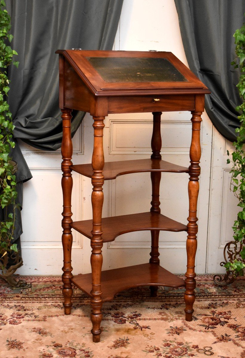 Large Louis Philippe Period Writing Desk In Mahogany And Mahogany Veneer-photo-4