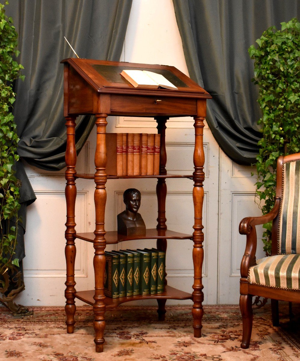 Large Louis Philippe Period Writing Desk In Mahogany And Mahogany Veneer