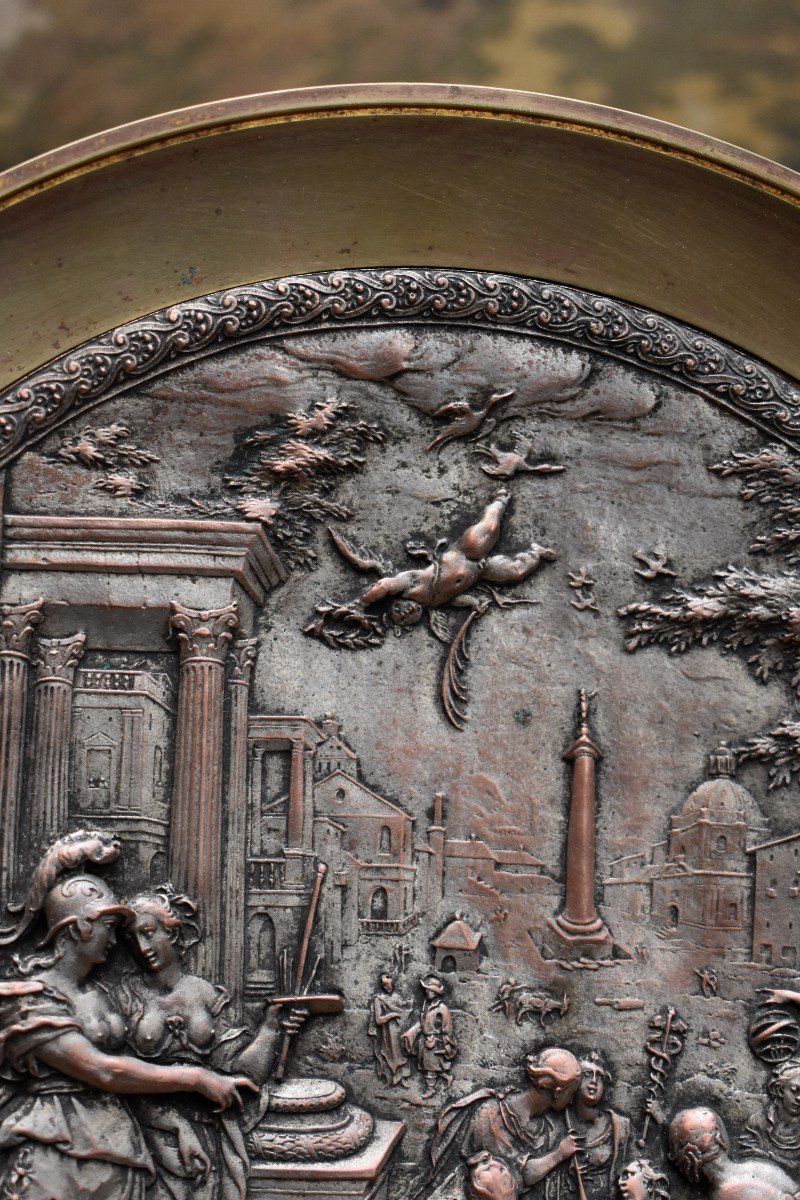 Cup On Foot, Empty Pocket With Mythological Scene Decor, Bronze, Brass And Copper, 19th Century-photo-6