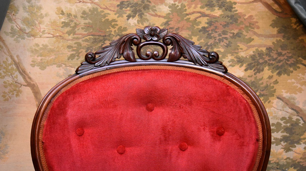Grande Bergère En Acajou Sculpté, Epoque Napoleon III, XIX ème-photo-5