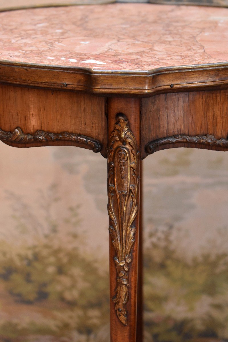 Sellette , Petit Gu&eacute;ridon De Style Louis XV, Dessus Marbre, Epoque XIX &egrave;me-photo-7