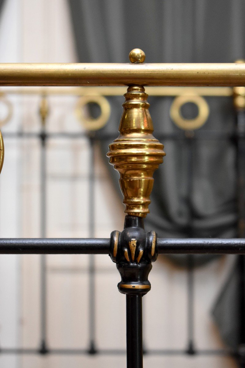 Black And Gold Lacquered Iron Bed, Napoleon III Period, 19th Century-photo-3