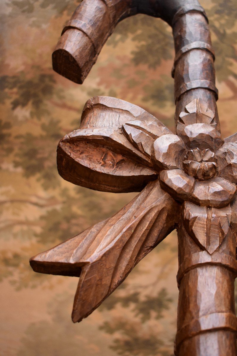 Art Populaire, Canne Enrubannée En Bois Sculpté, Epoque XIX ème-photo-6