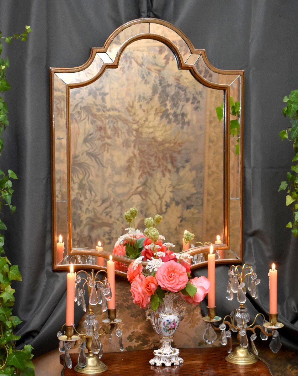 Italian Mirror In Venetian Style, Italy, 1960s - 1970s, Parclose Mirror-photo-3