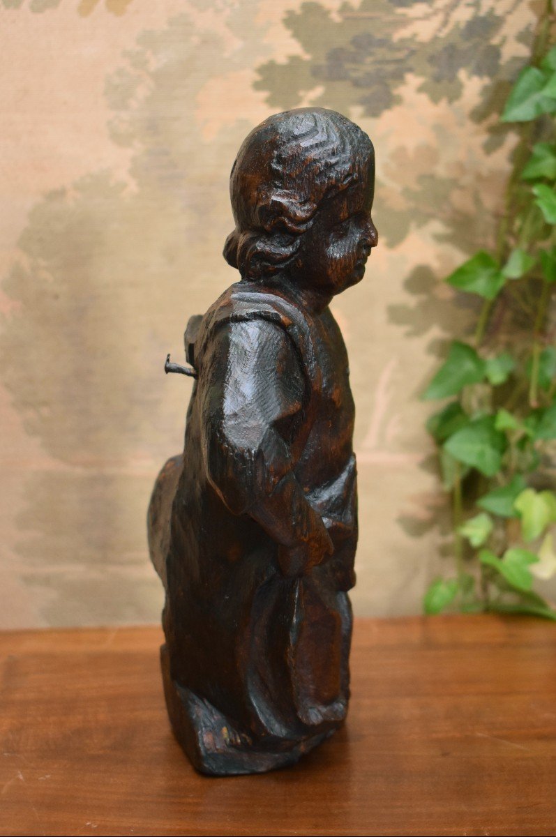Puy En Velay, Début XVIII ème, Putto en Bois Sculpté, Ange.-photo-3