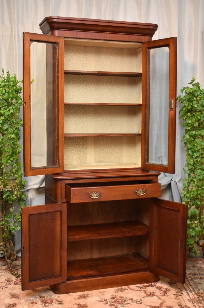 English Mahogany And Mahogany Veneer Bookcase, Display Cabinet, England 19th Century-photo-1