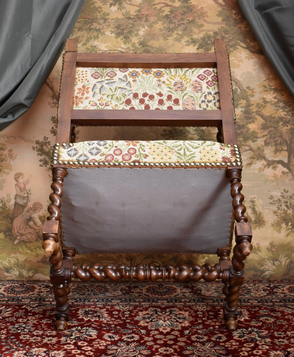 Armchair, Twisted Armchair With Reclining Lions, Renaissance / Louis XIII Style, 19th Century-photo-4