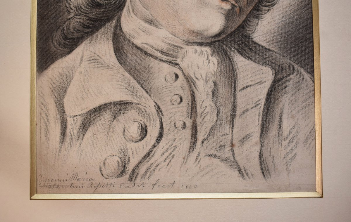 Gm Rossetti Valentini (1796-1878), Bust-length Portrait Of A Man, Graphite And Red Chalk-photo-4