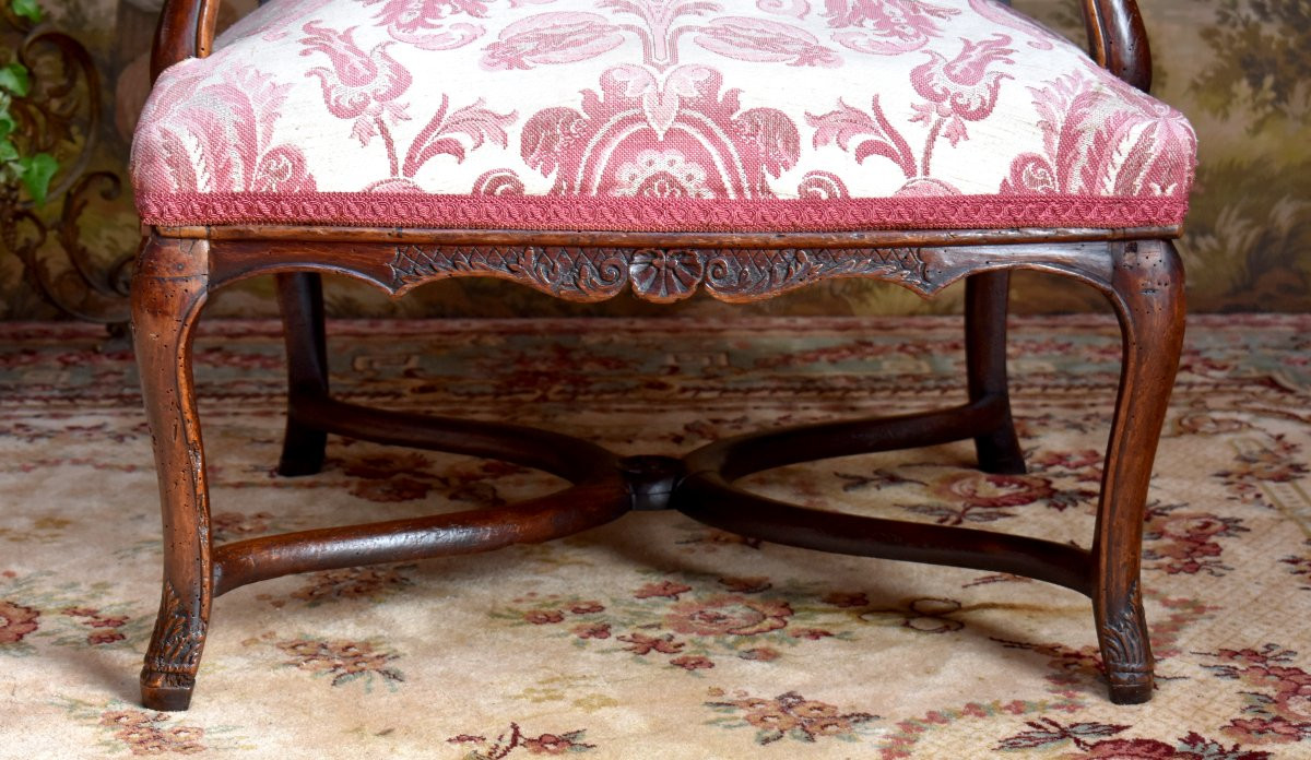 High-backed Regency Period Armchair In Carved And Molded Beech, Early 18th Century-photo-3