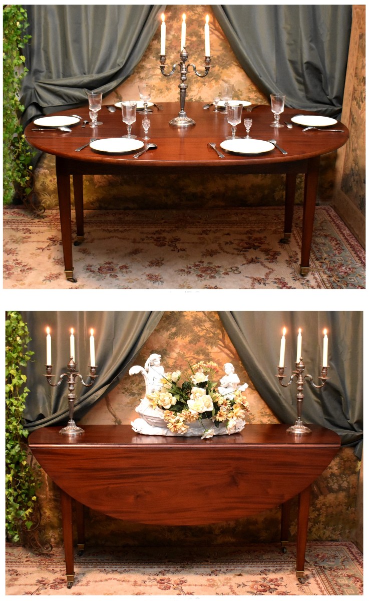 Large Shuttered Table, Mahogany Living Room/dining Room Table, Louis XVI / Directoire, Circa 1800