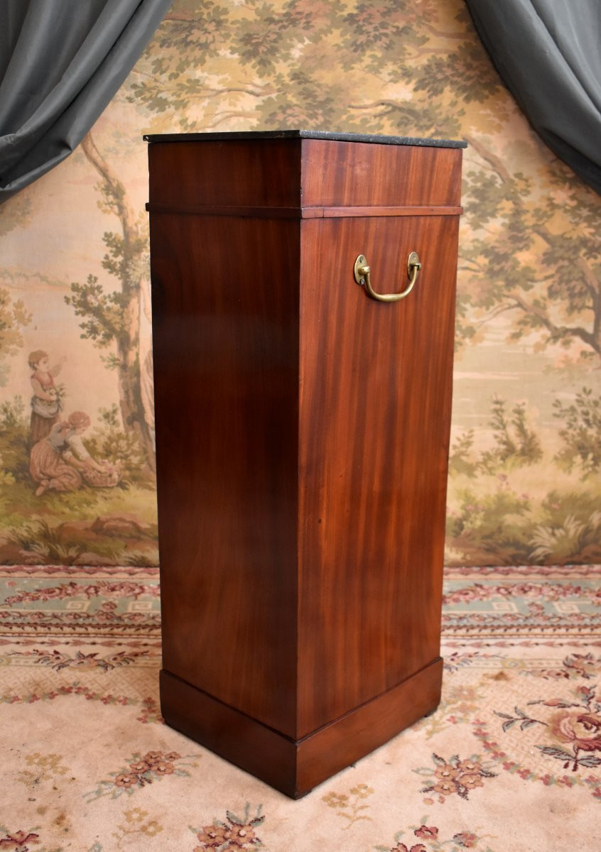 Officer's Bedside Table In Mahogany And Mahogany Veneer, Empire Period, Early 19th Century-photo-3