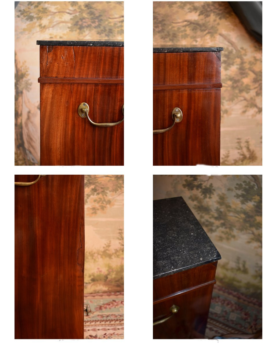 Officer's Bedside Table In Mahogany And Mahogany Veneer, Empire Period, Early 19th Century-photo-8