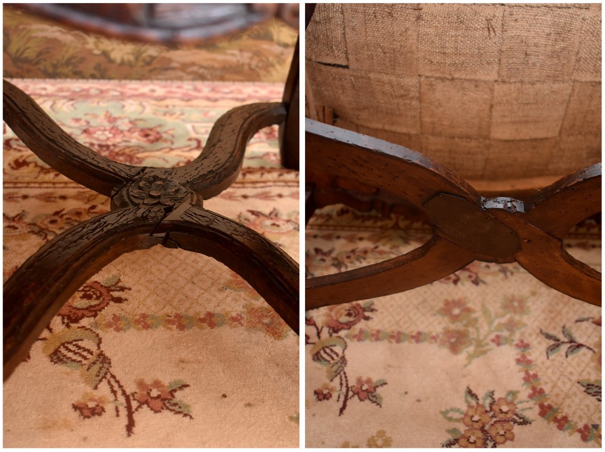 Fauteuil d&#039; Epoque R&eacute;gence , Tapisserie Aux Petits Points, D&eacute;but XVIII&egrave;me-photo-4