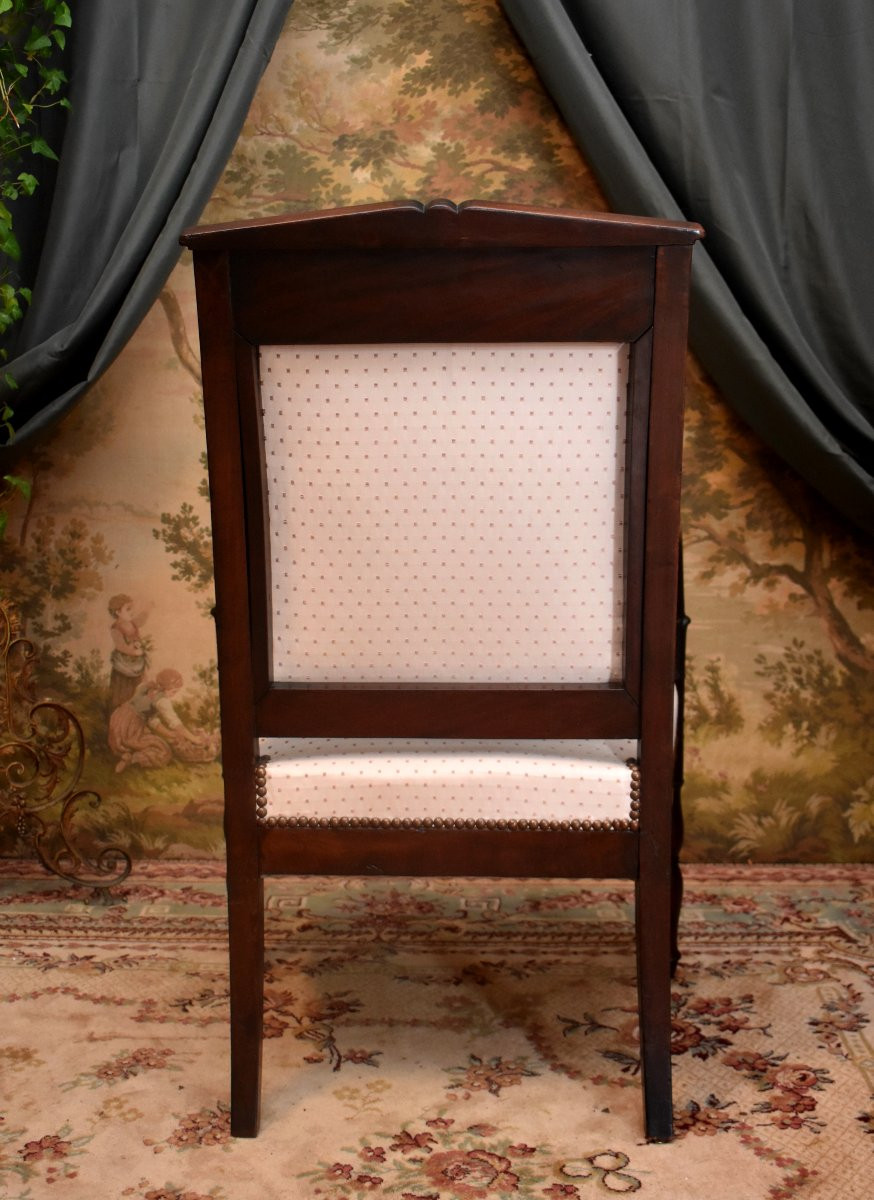 Restauration Period Mahogany Armchair, Fully Reupholstered, Circa 1820-photo-1