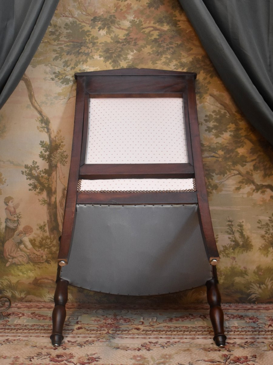 Restauration Period Mahogany Armchair, Fully Reupholstered, Circa 1820-photo-8