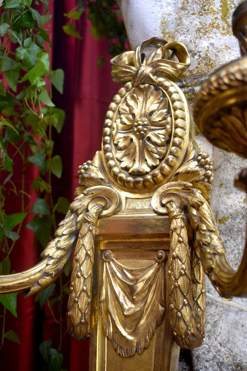 Importante Applique en Bronze de Style Louis XVI, Bronze Doré , Epoque  Napoléon III-photo-4