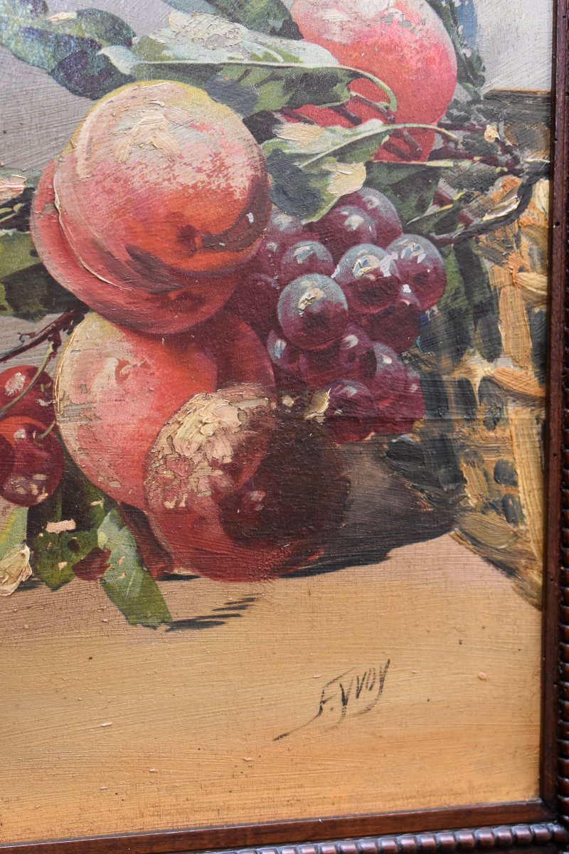 Louis XVI Style Trumeau, Still Life With Fruit, Beveled Mirror, 19th Century-photo-3