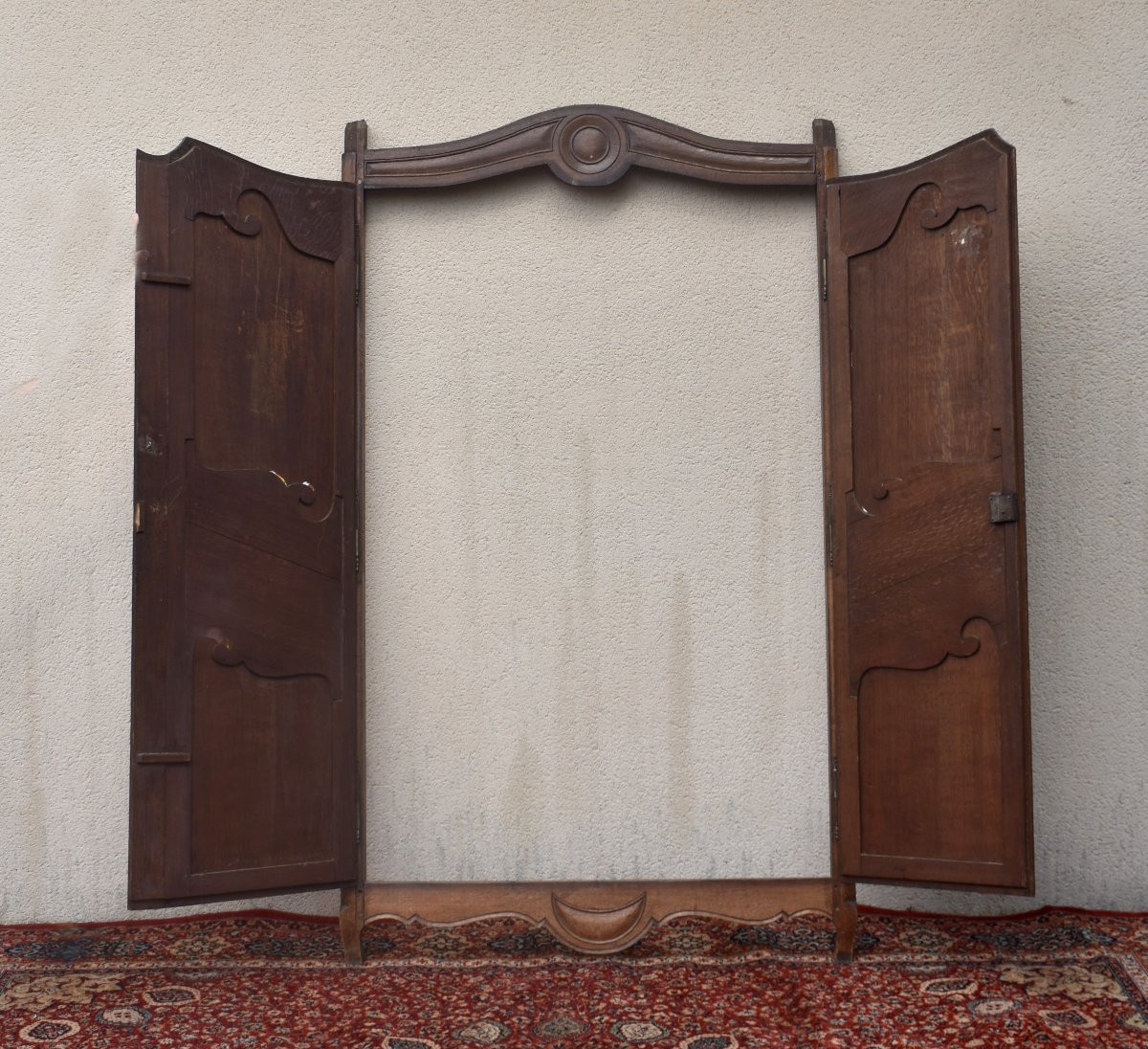 Façade d'Armoire en Chêne avec Encadrement , Portes de Placard, Elément de Boiserie, XIXème-photo-3